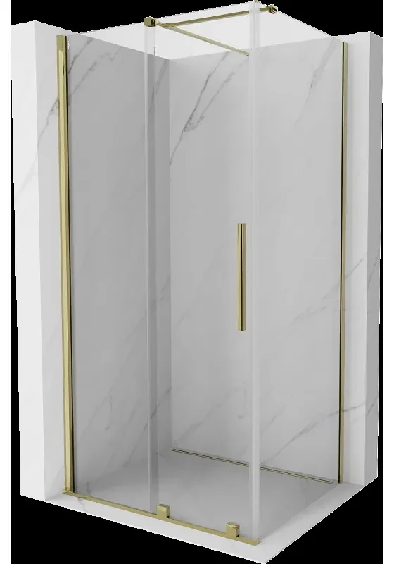 Mexen Velar sprchová kabína, posuvné dvere 100 x 85 cm, Priehľadné, Zlatá - 871-100-085-01-50