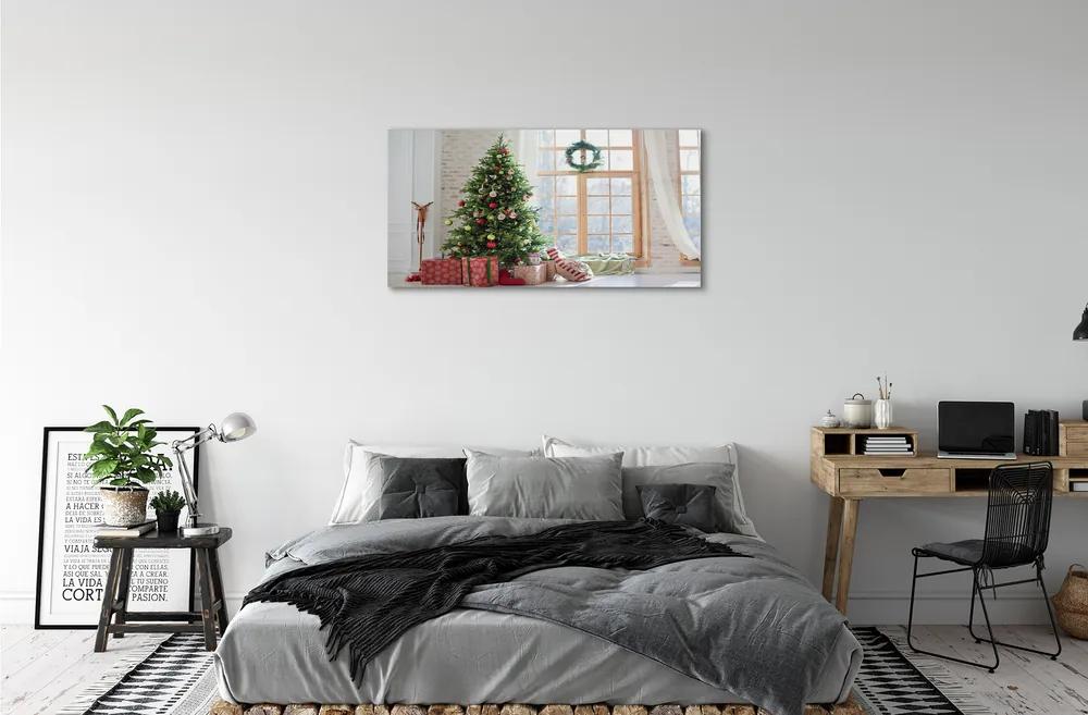 Sklenený obraz vianočné darčeky 120x60 cm