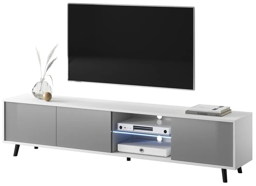 TV skrinka/stolík Gal (s osvetlením) (biela + sivá). Akcia -15%. Vlastná spoľahlivá doprava až k Vám domov. 1098632