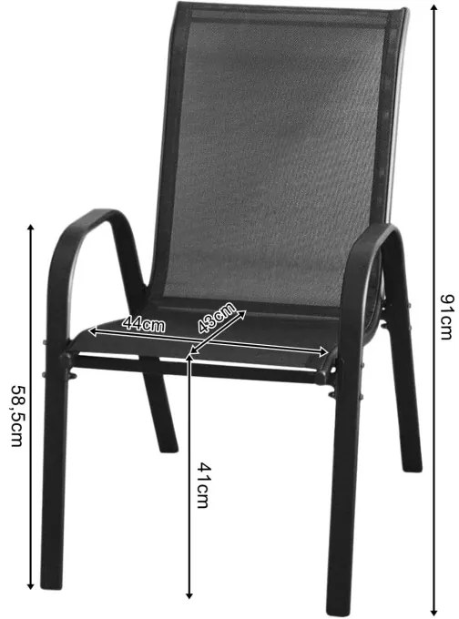 Set štyroch záhradných stoličiek SOFIA čierne (4 ks)