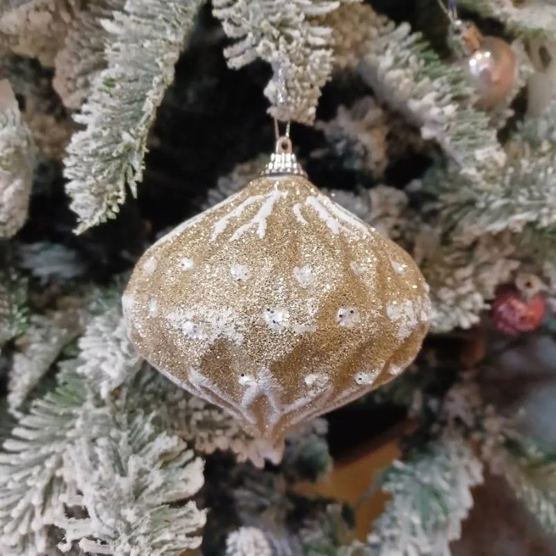 DECOLED Vianočná ozdoba, 10 cm, biela, trblietavá