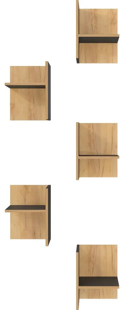 Prídavné police v dekore duba v antracitovo-prírodnej farbe v súprave 5 ks Podium – Germania