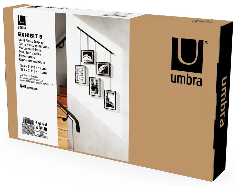 Čierne kovové rámčeky na stenu v súprave 5 ks 79x43 cm Exhibit – Umbra