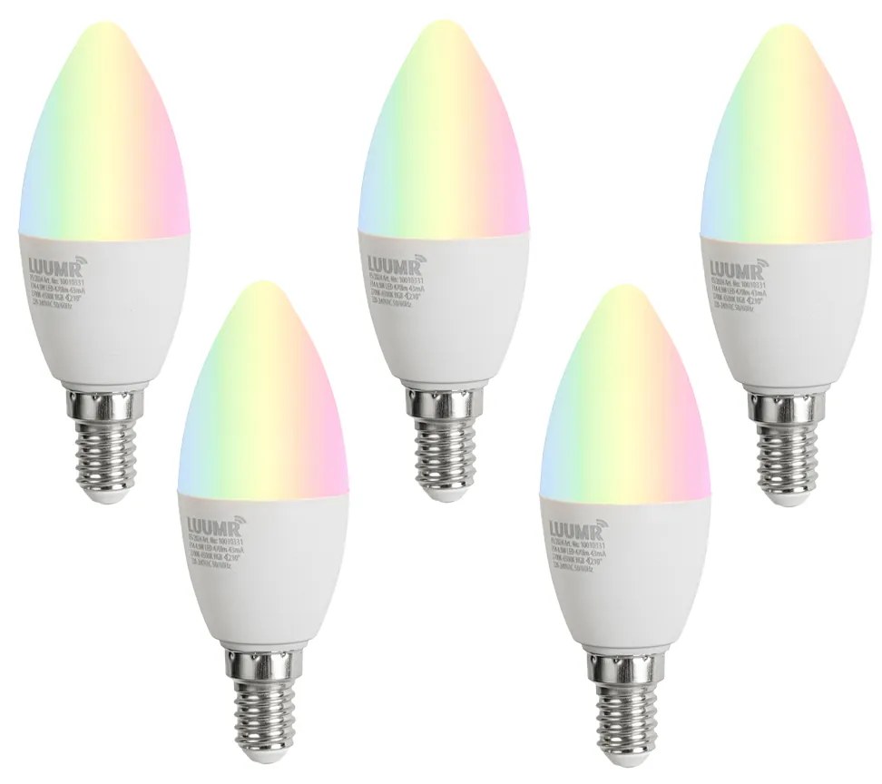 Sada 5 stmievateľných LED žiaroviek E14 C37 Opál 4,9W 470 lm 2700-6500K