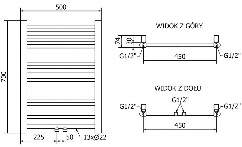 Mexen Mars, vykurovacie teleso 700x500 mm, 224 W, zlatá lesklá, W110-0700-500-00-50