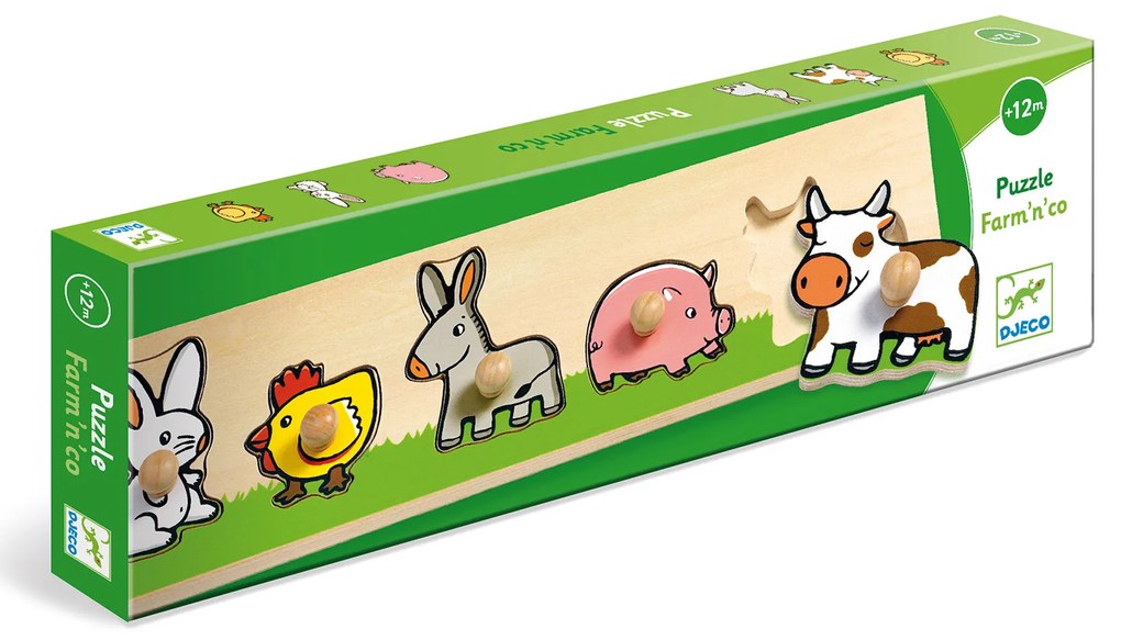 Drevené vkladacie puzzle - Na farme