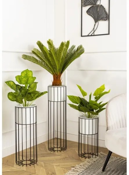 Kovový kvetináč LOFT 42x20 cm čierna/biela