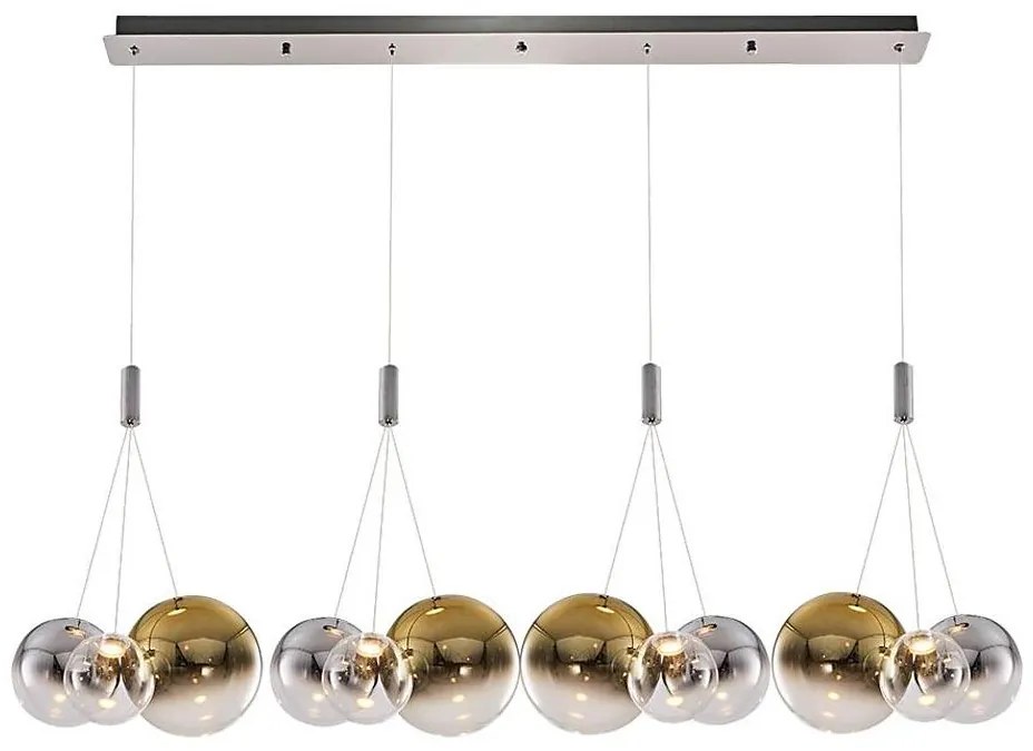 LED luster na lanku ENNA 12xG9/5W/230V 3000K dymová/zlatá