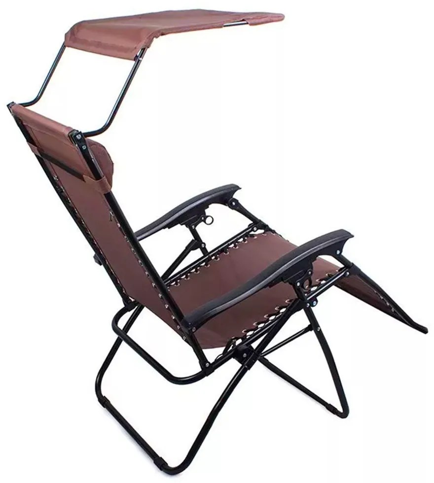 Zero gravity stolička s markízou a držiakom na pohár, 2 ks, viac farieb, hnedá