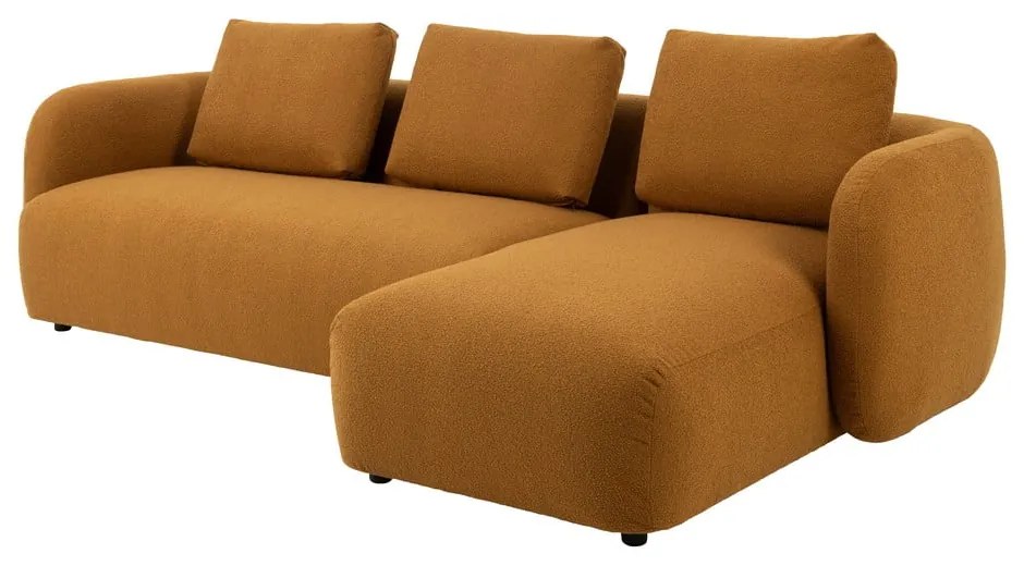 Rohová pohovka z textílie buklé v horčicovej farbe (pravý roh) Imola – Bonami Selection