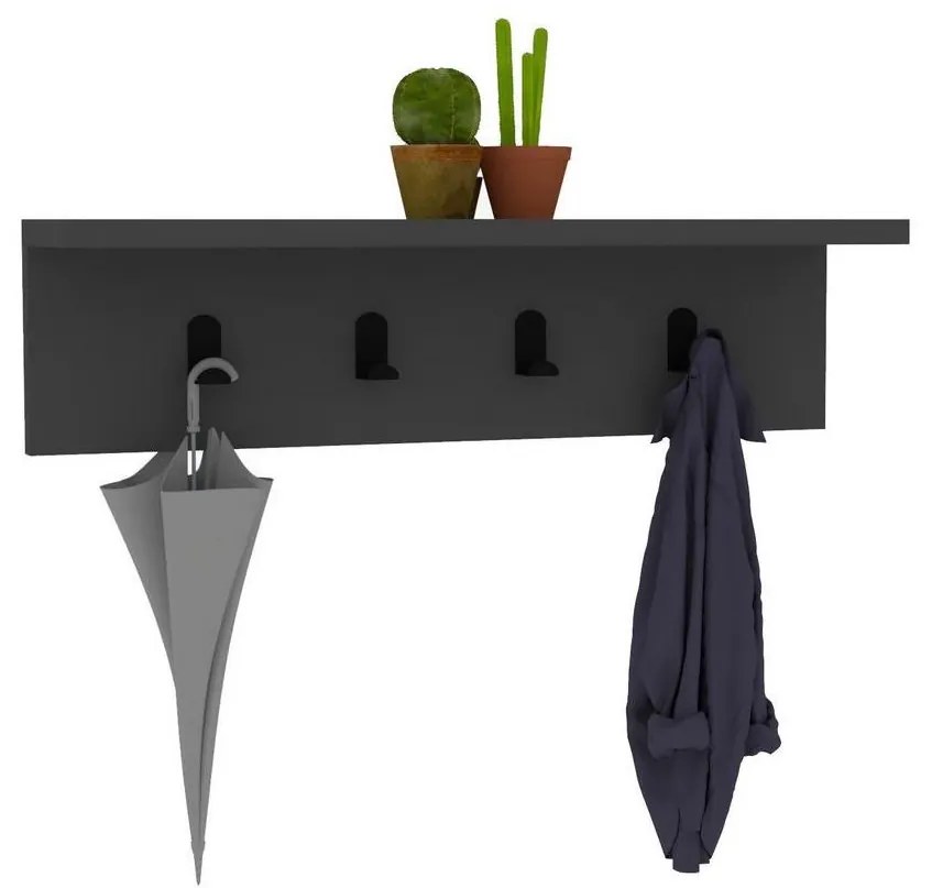 Nástenný vešiak AYLA 14x60 cm antracit