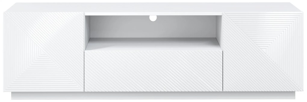 TV stolík Asha 167 cm s otvorenou policou - biely lesk