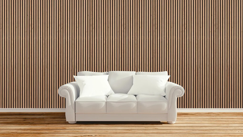 Drevený akustický panel, 2400 x 600 mm, B2BP008, balenie 5 ks, dub sonoma