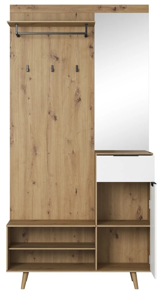 Předsíňová stěna Nordic B 100 cm dub Artisan/bílá