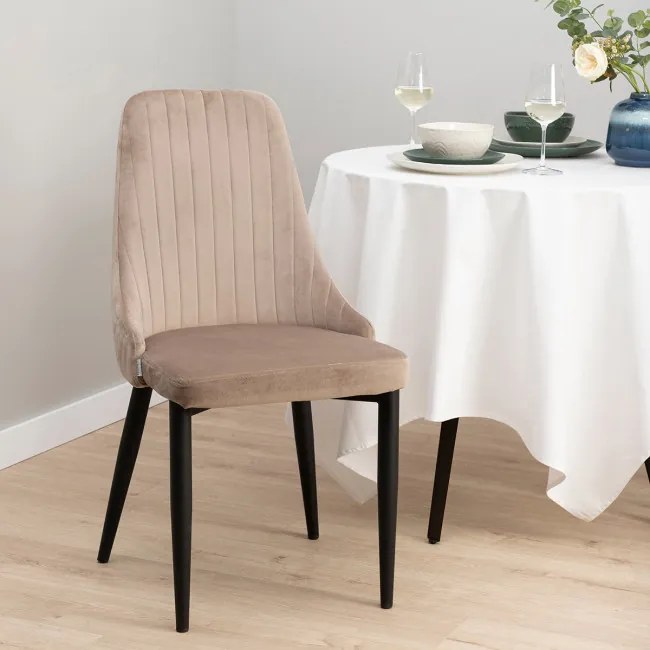 Stolička LOUIS zamatová béžová ALL 823966