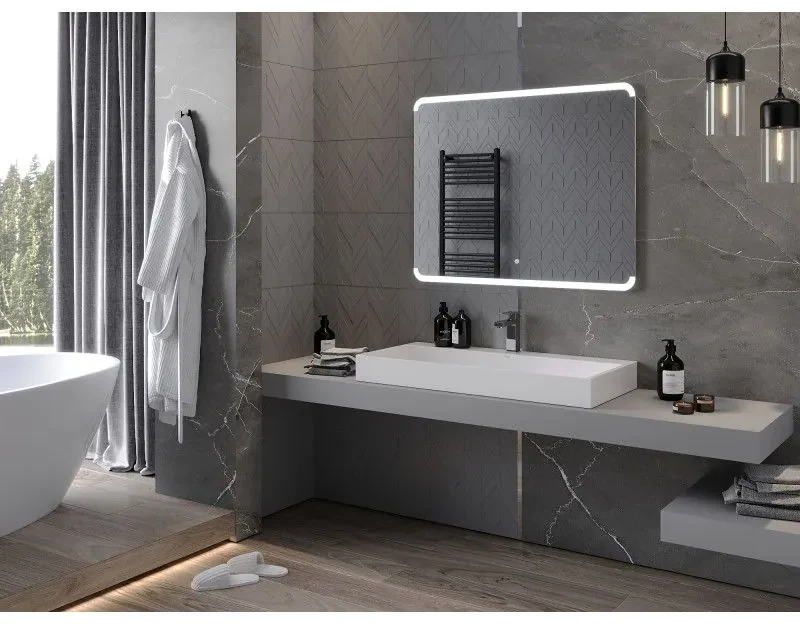 Mexen Nida, LED kúpeľňové zrkadlo s podsvietením 100x80 cm, 6000K, ochrana proti zahmlievaniu, 9806-100-080-611-00