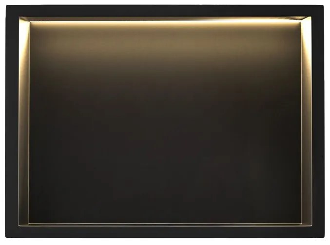 Rea Rea, LED polička na zapustenie 45x30x10 cm, 12W, 3000K, čierna matná, REA-08546
