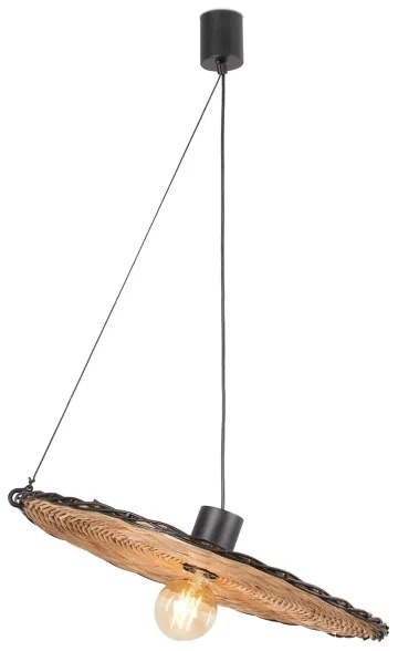 FARO 68590-70 - Luster na lanku COSTAS 1xE27/15W/230V pr. 100 cm čierna/ratan