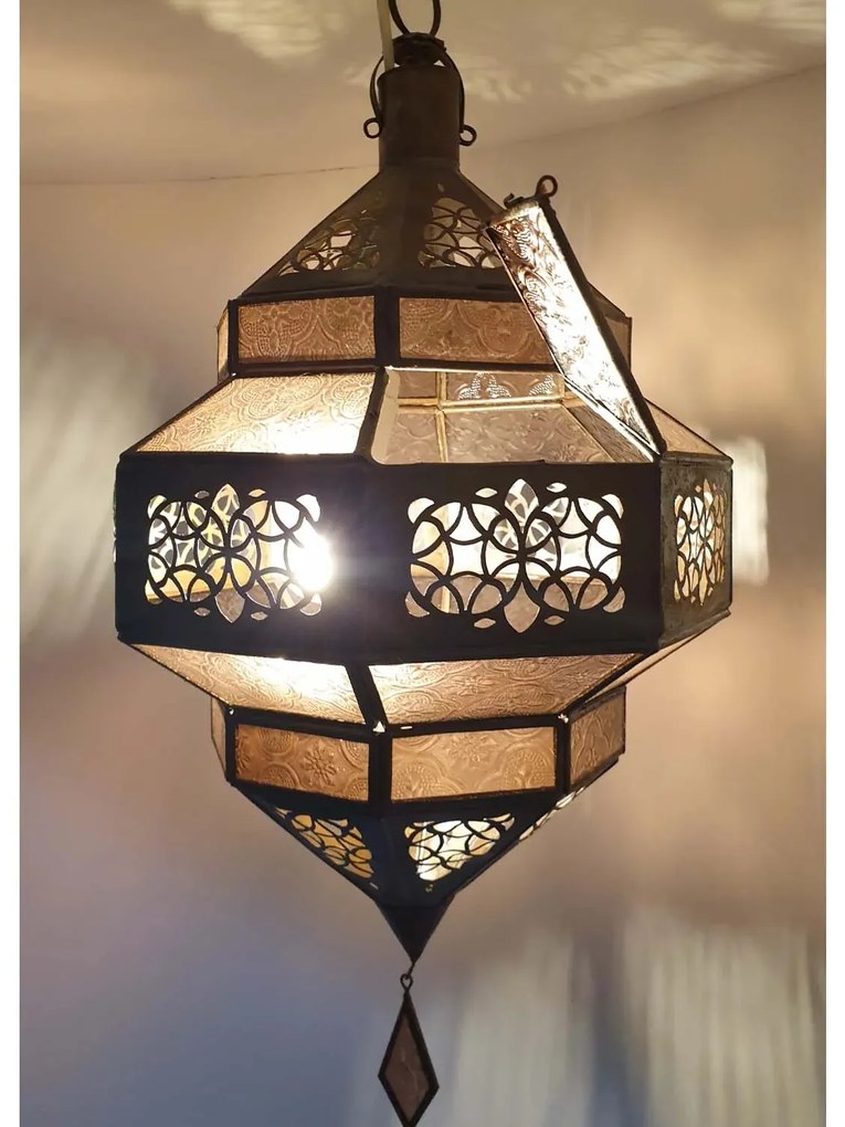 Orientálna závesná lampa Maha Amber