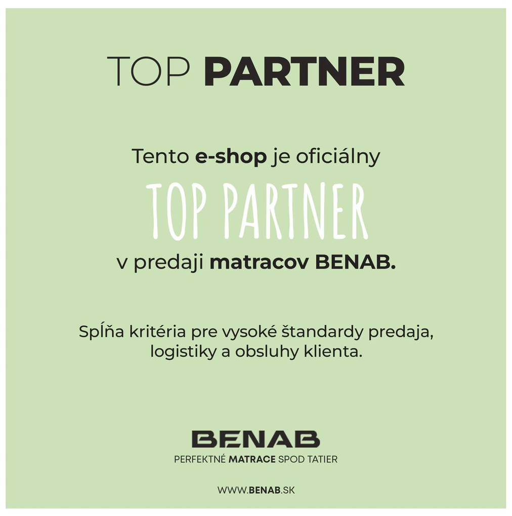 Penový matrac Benab Taranis Optimal Atypický rozmer (cena za 1 m2) (T5). Obľúbený, vzdušný, zdravotný sendvičový matrac s obojstrannou 7 zónovou profiláciou kvalitnej PUR peny, pre maximálne ortopedické účinky a pohodlie. 763018