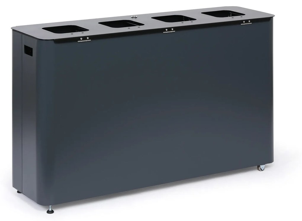 Odpadkový kôš na triedený odpad, 4 x 60 l, lakovaný sivý