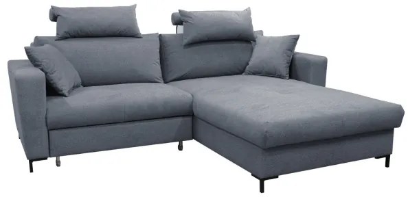 Rozkladacia rohová sedacia súprava s úložným priestorom do tvaru L HORTA, pravá, tmavošedá