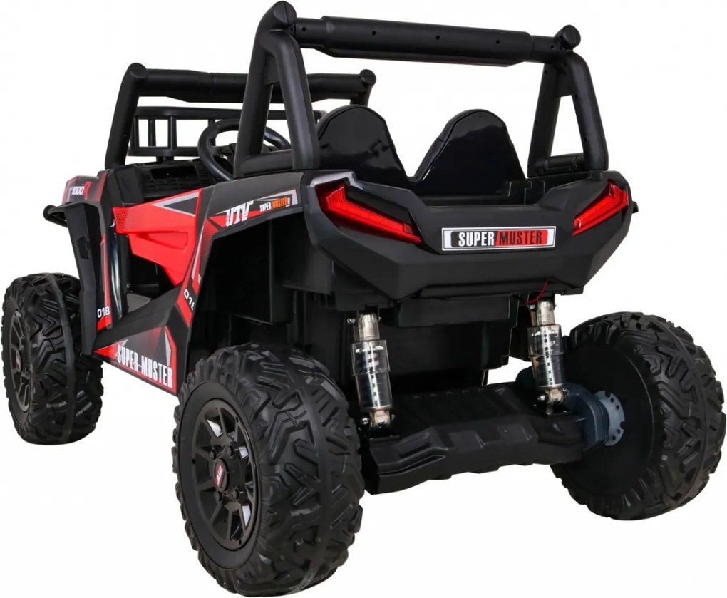 Ramiz Buggy UTV Off-roader pre deti Červená + diaľkové ovládanie + nosič batožiny + pomalý štart + EVA + MP3 LED