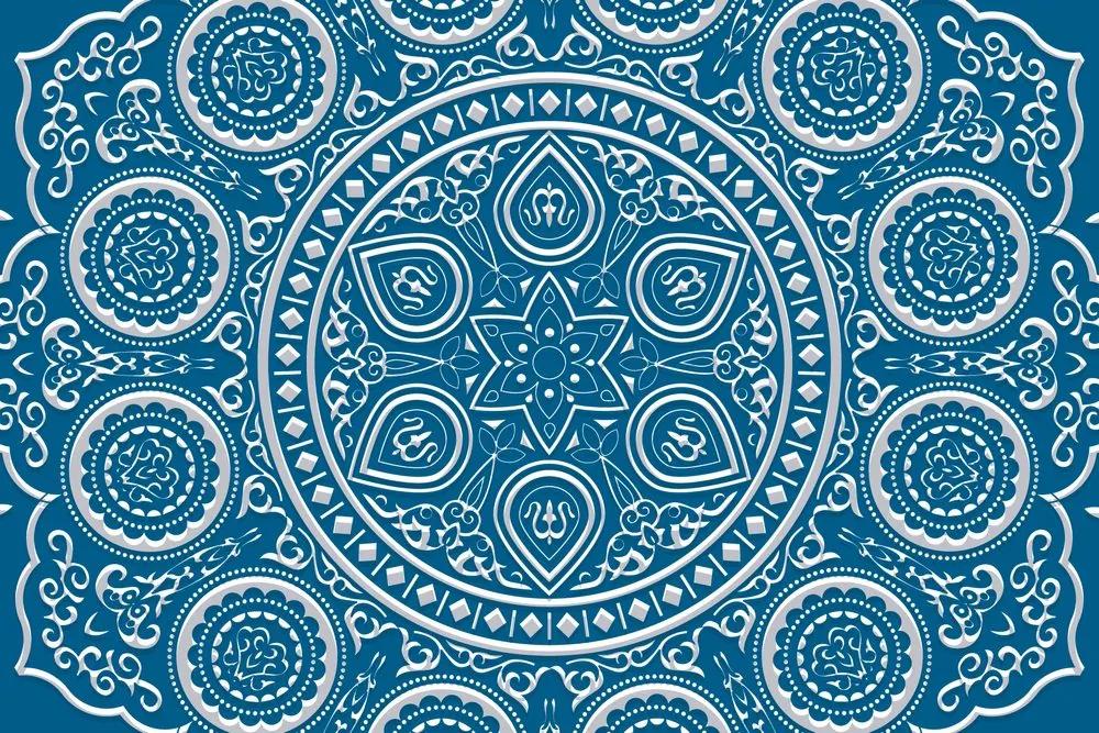 Samolepiaca tapeta nežná Mandala na modrom pozadí