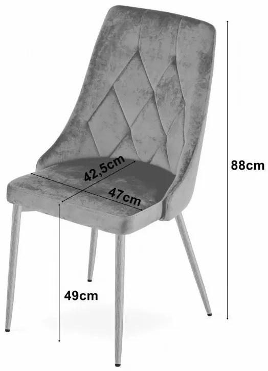 Stolička IMOLA velvet - sivý zamat, nohy vo farbe dreva - vintino.sk