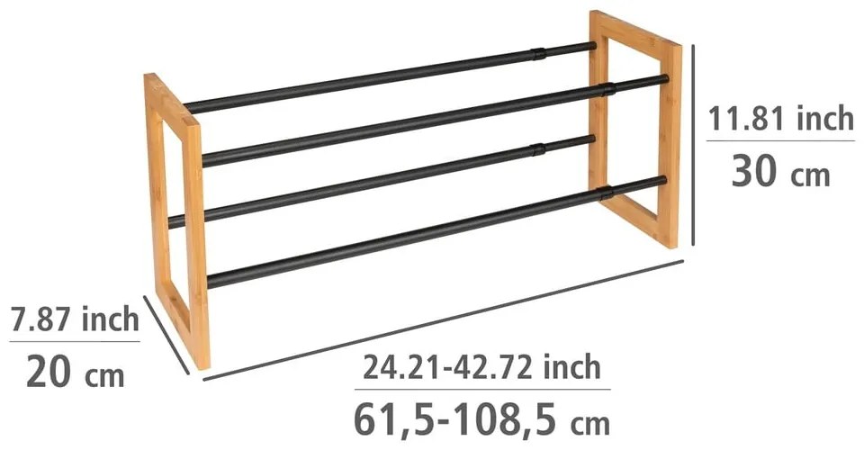 Kovový teleskopický stojan na topánky v čierno-prírodnej farbe Ecori – Wenko