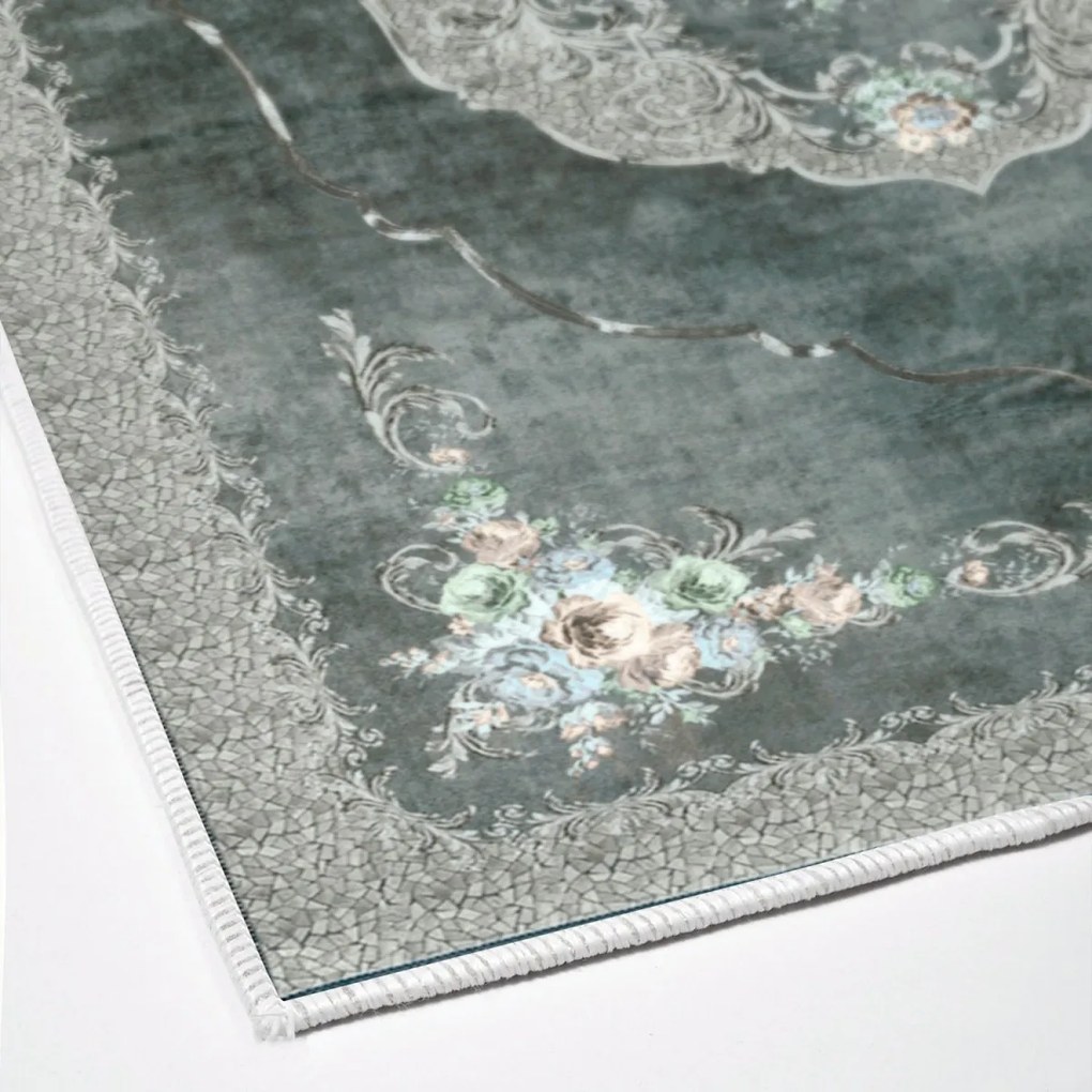 Súprava 2 kusov kúpeľňových predložiek Ornamentálna alternatíva šedo-zelená