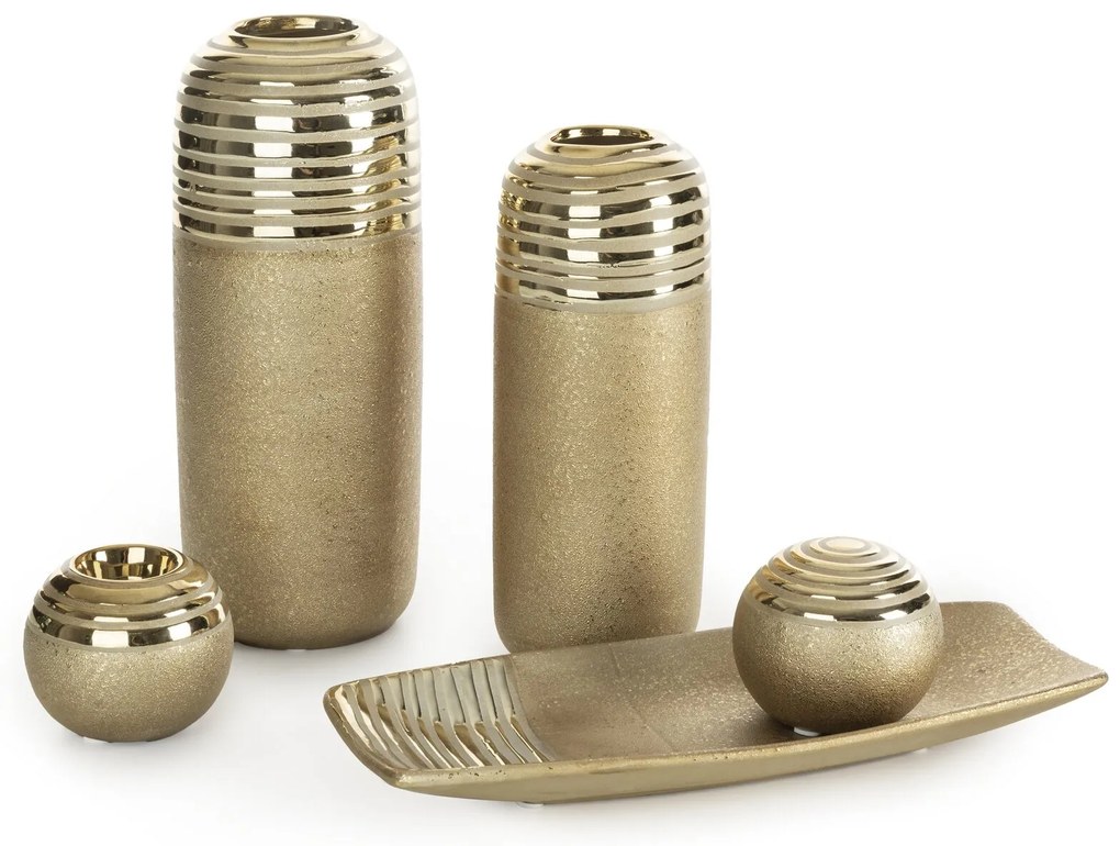 KERAMICKÁ VÁZA ELARA (FI) 10X25 CM ZLATÁ