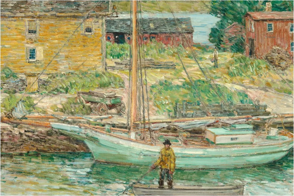Obraz - Childe Hassam, Oyster Sloop, Cos Cob, reprodukcia (90x60 cm)