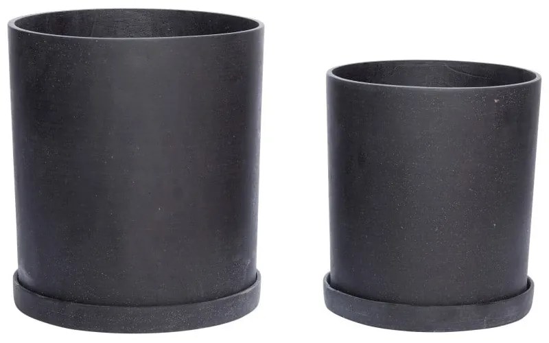 Súprava 2 čiernych kvetináčov Hübsch Hureno Picco