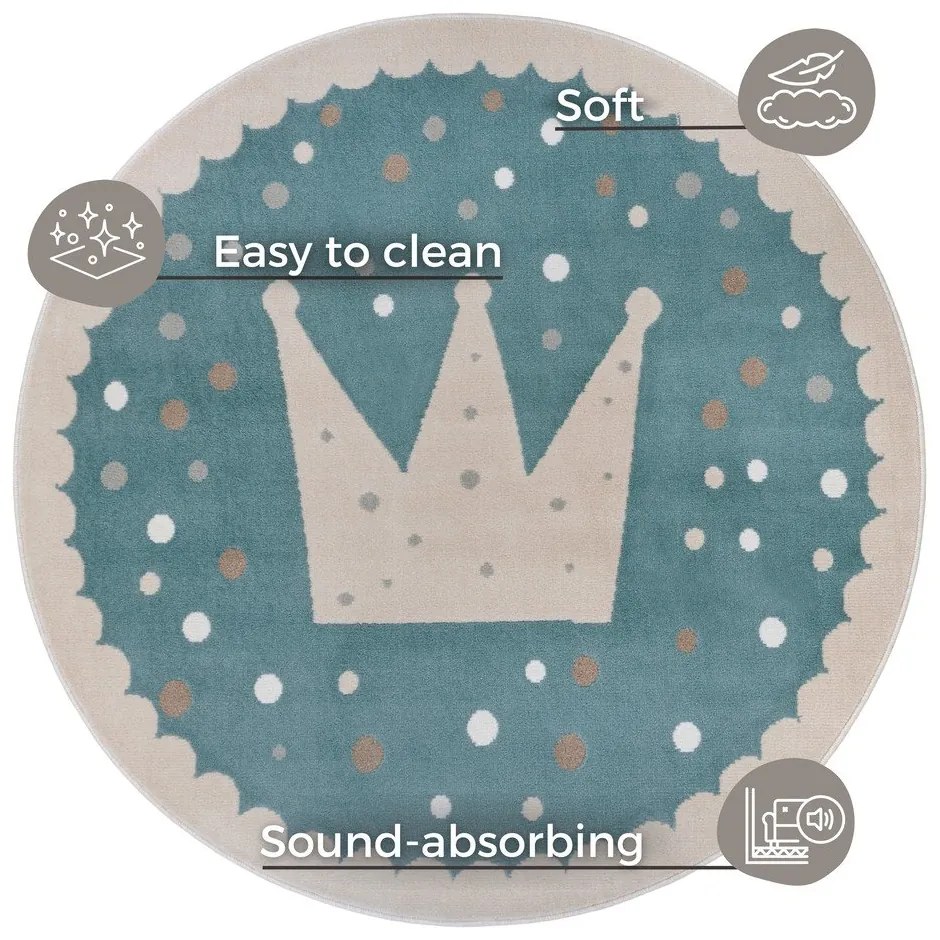 Modrý detský koberec ø 140 cm Crown – Hanse Home