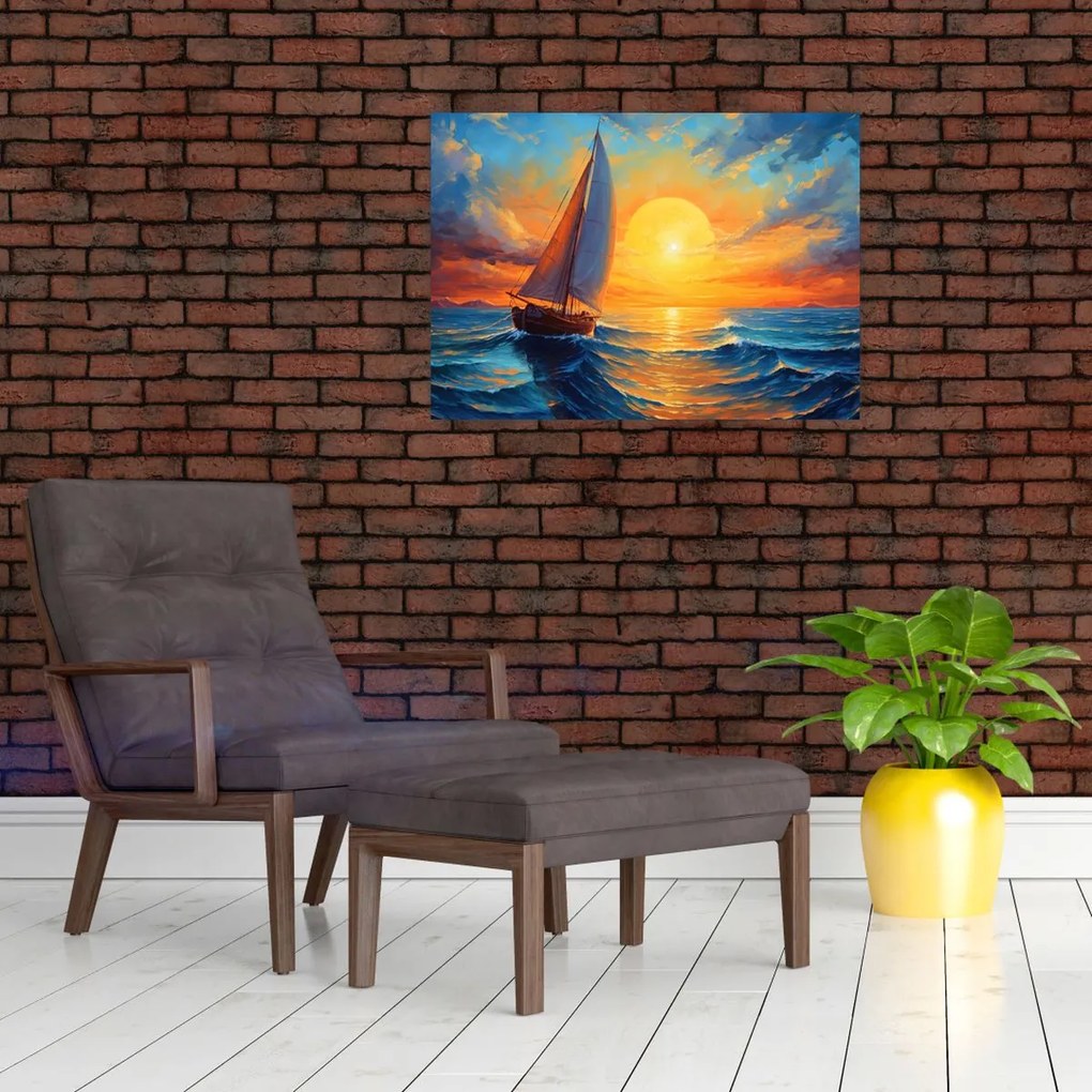 Sklenený obraz - Plachetnica (70x50 cm)