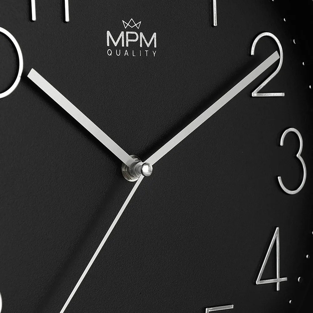 Kovové hodiny čierne MPM Metallic Elegance ∅ 300 × 40 mm