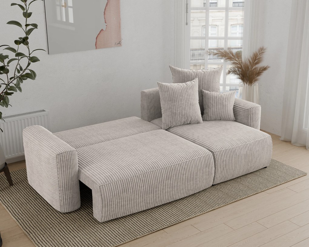 Rohová sedačka Denia (P) (mliečna). Akcia -20%. Vlastná spoľahlivá doprava až k Vám domov. 1133128