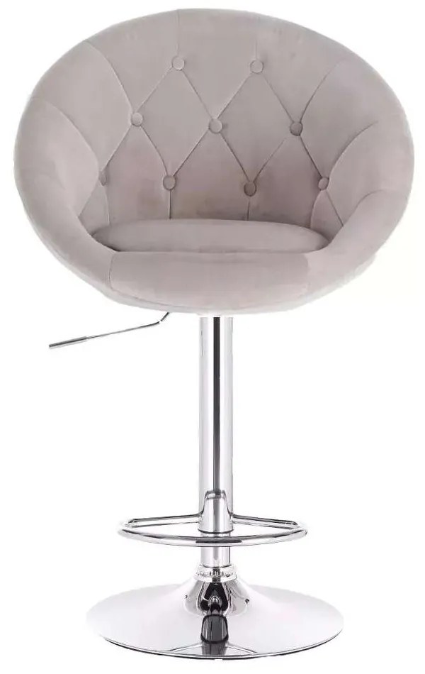 LuxuryForm DESIGN Barová stolička VERA VELUR na striebornom tanieri - svetlo šedá