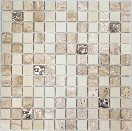Mozaika Mosavit Travert 30x30 cm mat / lesk TRAVERTDROPMIX