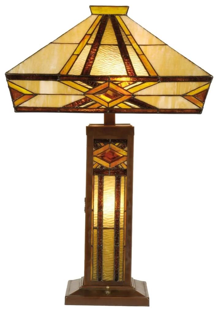 Jasne osvetlená stolná lampa Glenys, štýl Tiffany