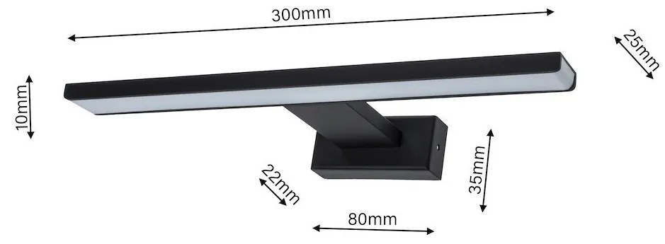 Nástenné LED svietidlo Shine1, 1x LED 7w, 4000k, (30 cm), b