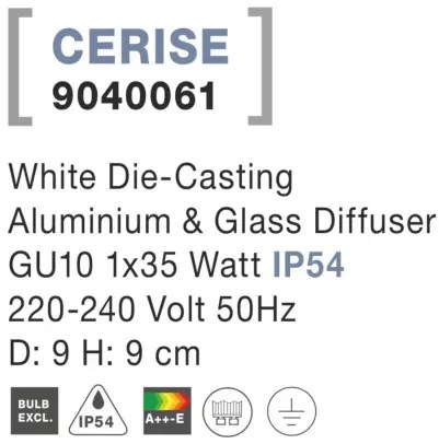 Vonkajšie záhradné svietidlo Cerise B 9 biele