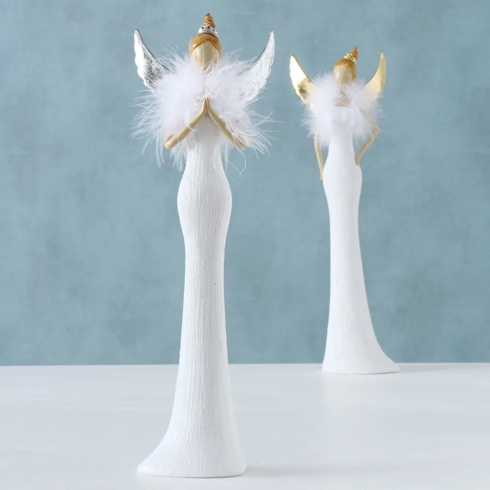 Dekorácia anjel Janine biely 1ks, 13x6x40 cm - Modlící