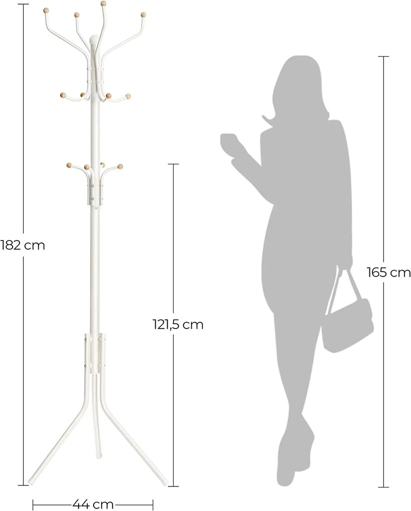 SongmicsHome Stojanový vešiak, SANDRA 44x182cm, biela