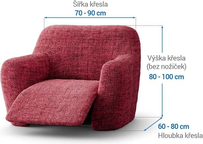 Bielastické poťahy VITTORIA bordó relaxačné kreslo (š. 70 - 90 cm)