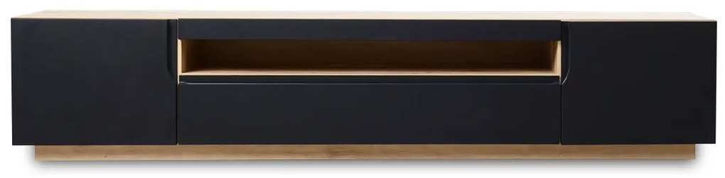 TV stolík Loftia 200 cm s otvorenou policou - dub artisan / čierny mat