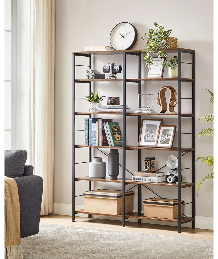 Knižnica Vasagle ORBIT hnedá/čierna