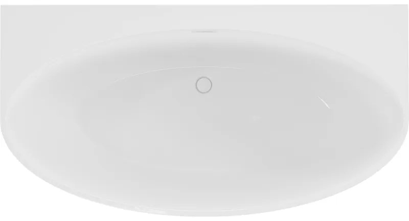 Mexen Bruna, voľne stojaca vaňa ku stene 150 x 82 cm, biela lesklá, biely prepad, 52731508200-20