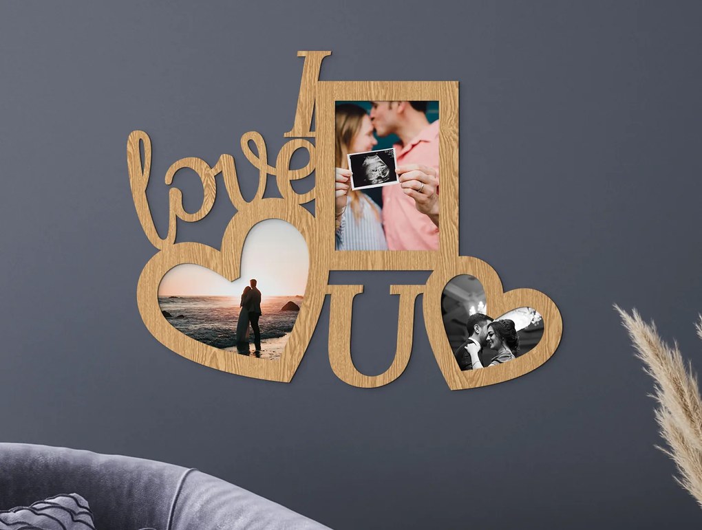 drevko Drevený fotorámik na stenu I love U Rozmer obrazu: 31 x 40 cm, Farba dekorácie: Čierna